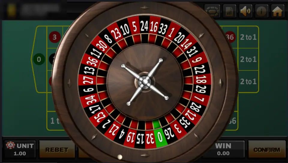 Joker123 Lucky Roulette wheel with a single green zero spinning over the betting layout